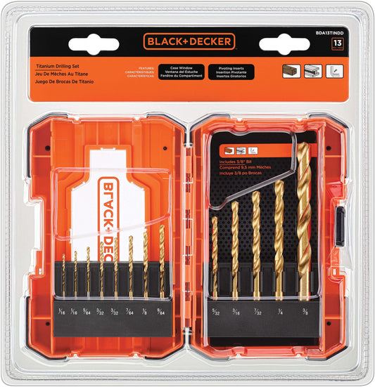 13pc. Titanium Drilling Set w/Case Black + Decker
