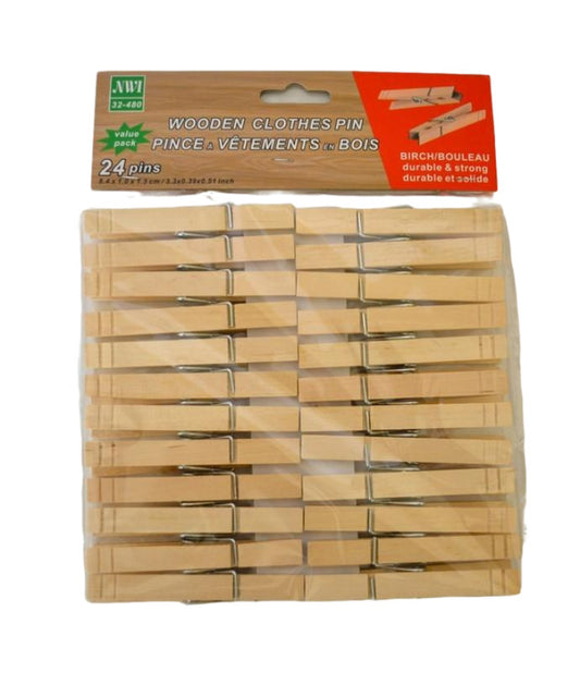 Wooden Cloth Pins 24pk