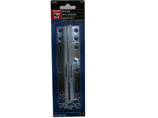 Barrel Bolt 6" Zinc Plated Bulldog
