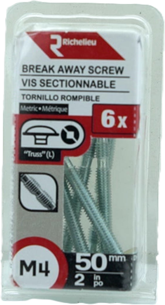 Break Away Screw 50mm 2" Robertson 6pk. Richelieu