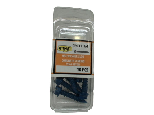 Concrete Screws Tapcon 1/4 x 1-1/4" 10pk. Hex Washer Slot Fitsfast