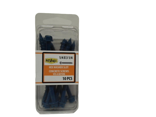 Concrete Screws Tapcon 1/4 x 3-1/4" 10pk. Hex Washer Slot Fitsfast