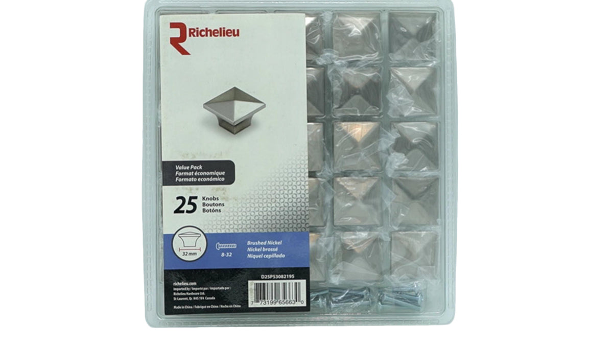 Drawer/Cabinet Knobs 25pk. 32mm Brushed Nickel Richelieu