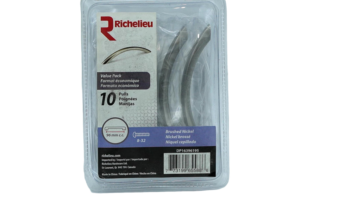 Drawer/Cabinet Pulls 10pk. 96mm Brushed Nickel Richelieu