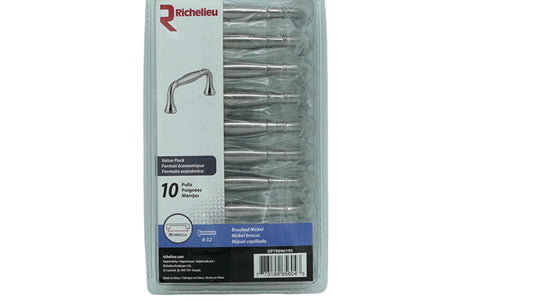 Drawer/Cabinet Pulls 10pk. 96mm Brushed Nickel Rickelieu