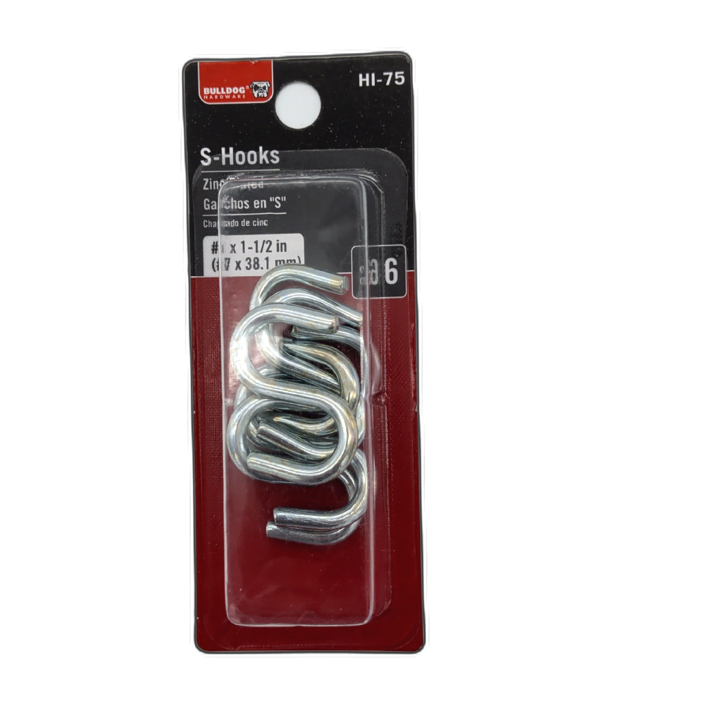 S-hooks #7 X 1-1/2" 6pk. Zinc Plated Bulldog