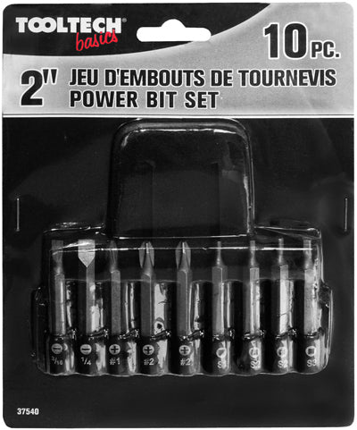 Screwdriver bit set 10 pc 2 inch tooltech basics