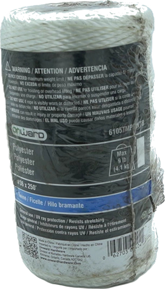 Polyester Twine #36 X 250' 9lb. White Onward