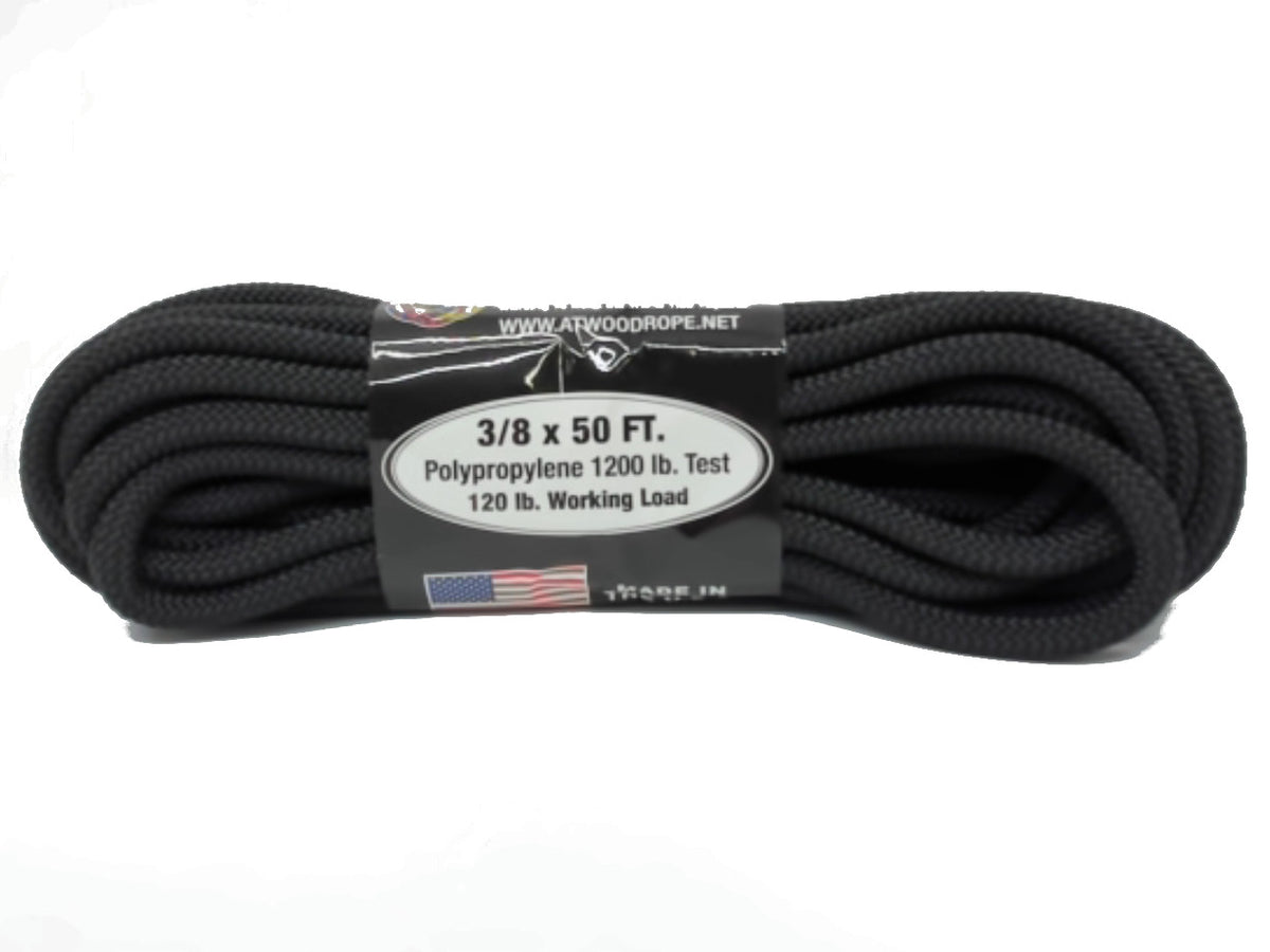 Rope 3/8"x50' Black 1200lb.