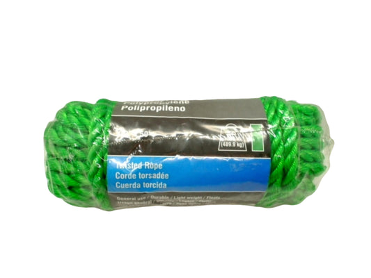 Twisted Rope Polypropylene 1/2" X 50' 1080lb Green Onward
