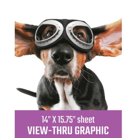 Passenger Car Window Cling Goggles Dog 14" x 15.75" Fits Rear Window - Additional View