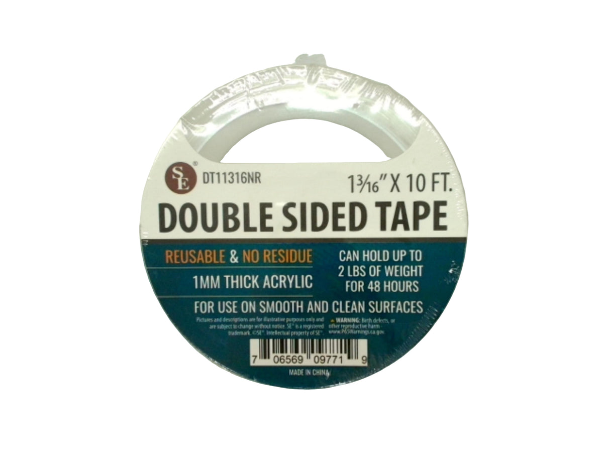 Double Sided Tape 1-3/16" X 10' 1mm Thick Acrylic Reusable