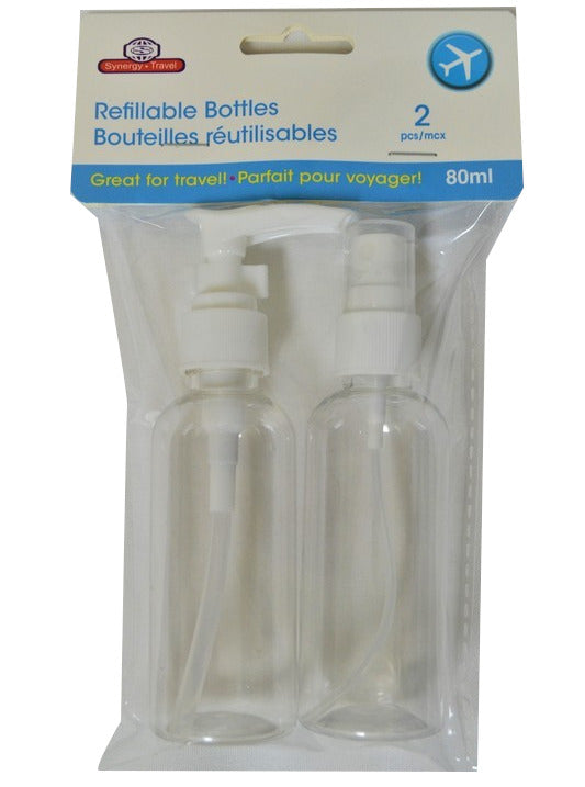 Travel Bottles 2pkx 80ml 1 Pump+ 1 Spray