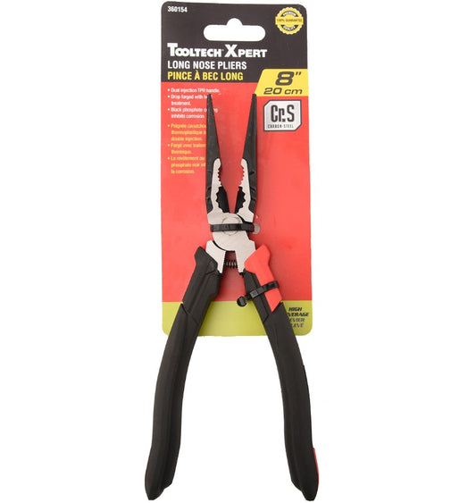 Long Nose Pliers 8" Black Carbon Steel Tooltech