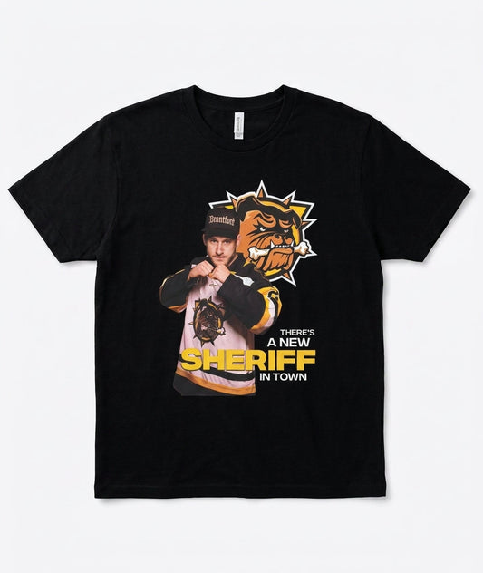 Brantford Bulldogs Ryder Boulton New Sheriff In Town black tee