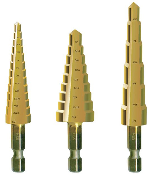 Drill bit set 3 pc step