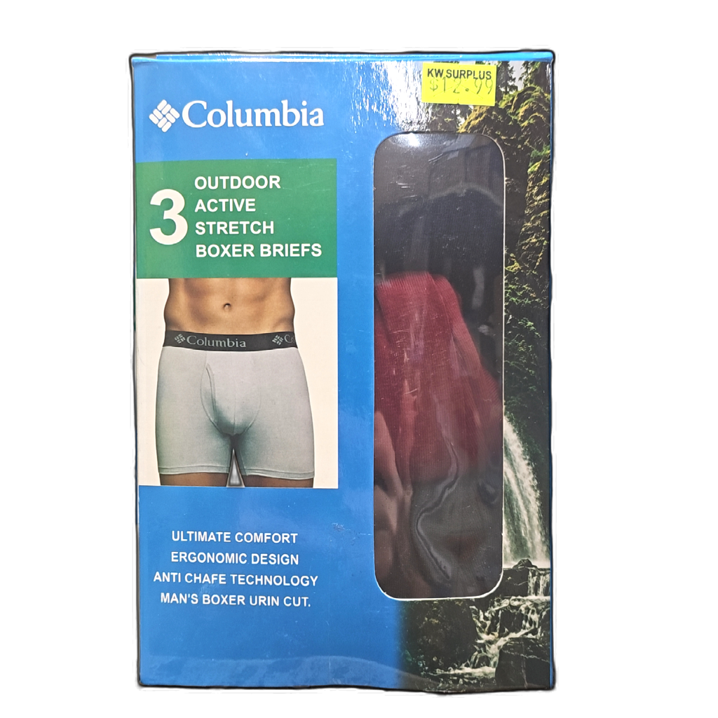 Men's Columbia 3pk. Boxer Briefs Outdoor Active Stretch Assorted
