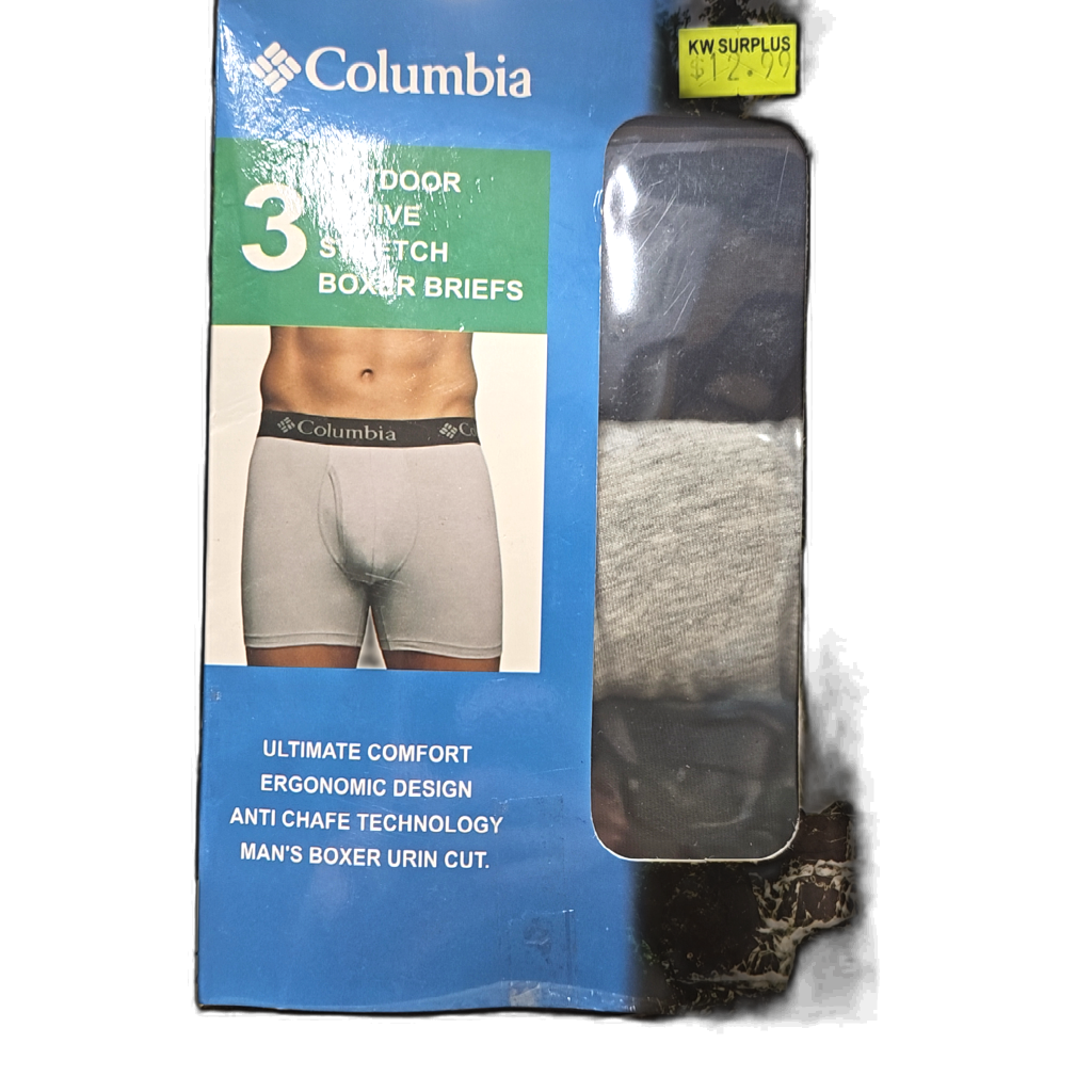Men's Columbia 3pk. Boxer Briefs Outdoor Active Stretch Assorted