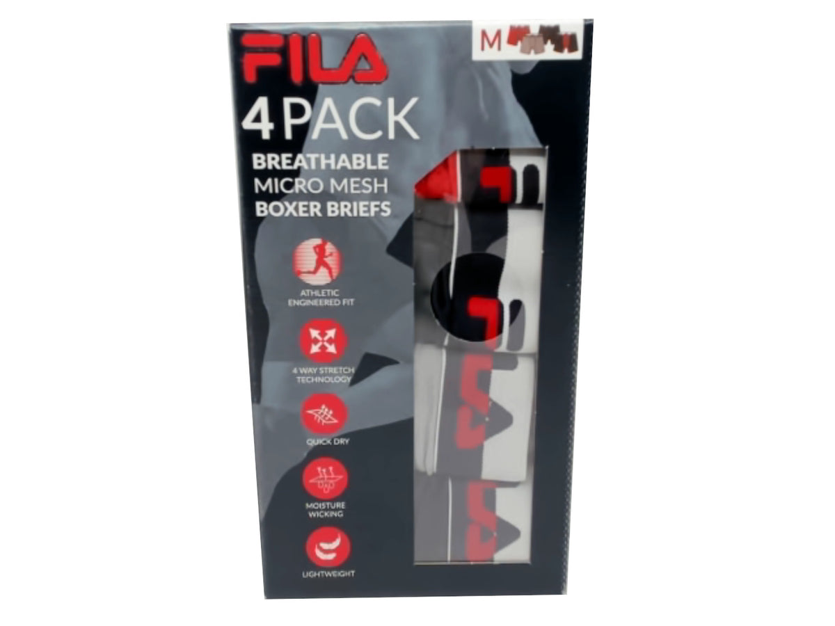 Caleçons Boxeur 4 paires. Fila Assortiment Micro-maille Respirante Taille M