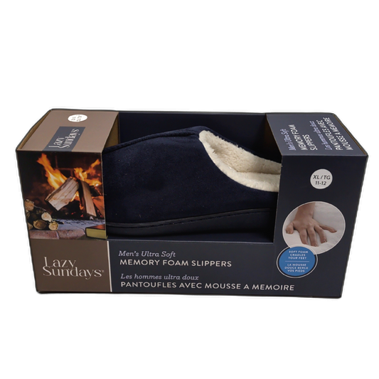 Men's Memory Foam Slippers Navy Assorted Sizes Lazy Sundays