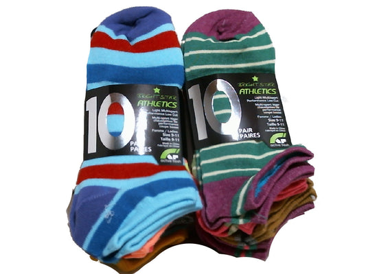 Socks Ladies Low Cut 10pk. Dark Star Ass't Bright Star Athletics