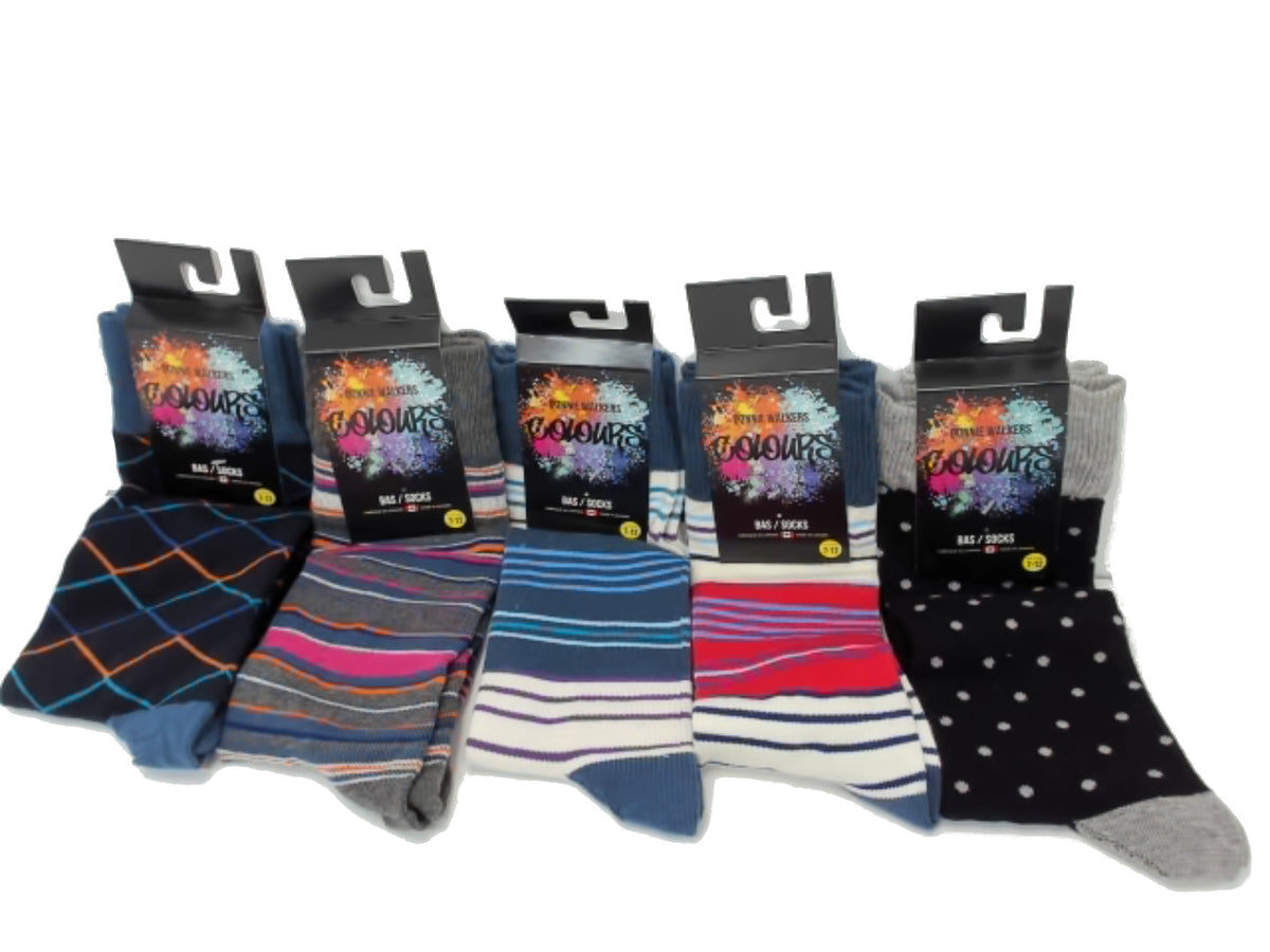 Chaussettes mode homme Donnie Walkers, couleurs assorties, fabriquées au Canada - vendues à l'unité