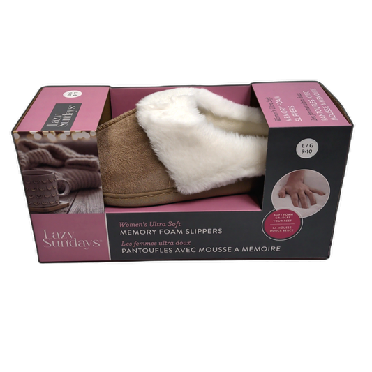 Women's Memory Foam Slippers Taupe Assorted Sizes Lazy Sundays