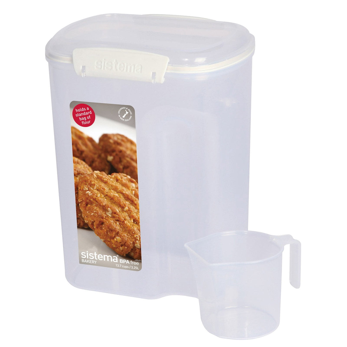 BakeIt 3.25L Storage Container w/Cup, Locking Lid Clear Plastic - Additional View