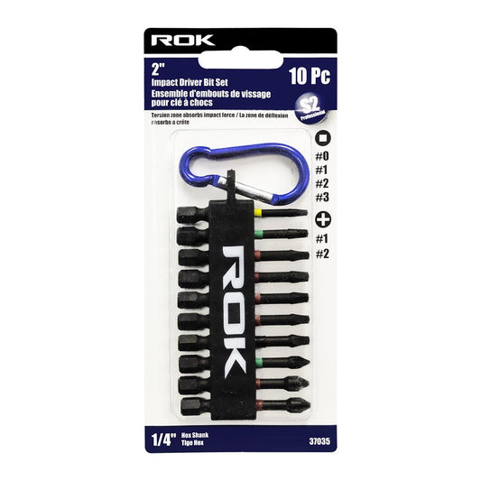 Impact driver bit set - 10 pc assorted 2"