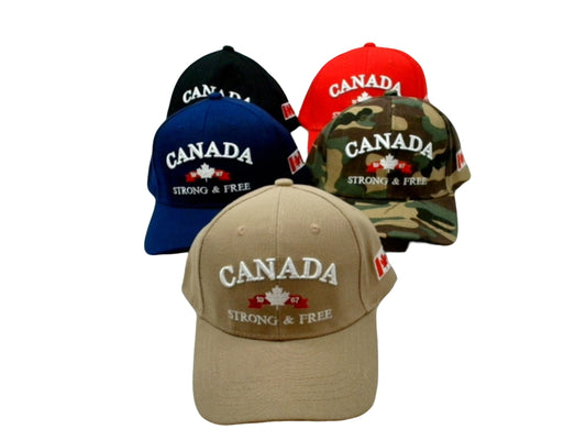 Baseball Cap Canada Strong & Free Assorted Colours (CA66)