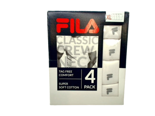 Men's White T-Shirt 4pk. XL Fila Classic Crew Neck Tag Free