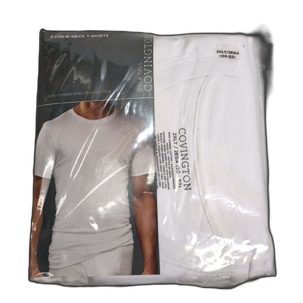 Men's Crew Neck T-Shirts White 2XL 3pk. Covington