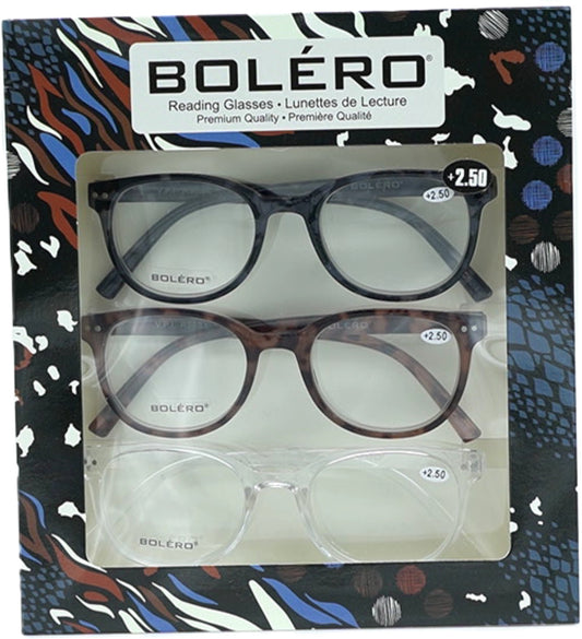 Reading Glasses +2.50 3pk. Bolero