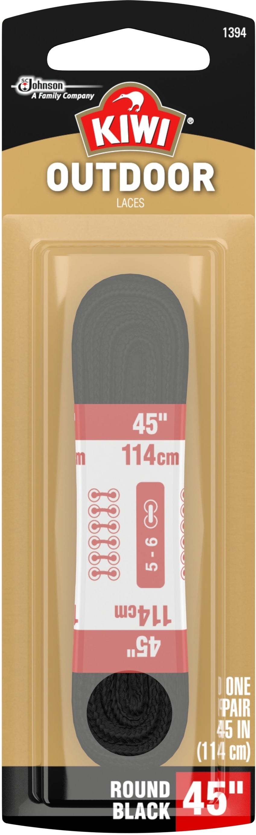 Shoe Lace Outdoor Round Black 45" Kiwi Outdoor