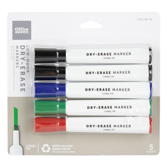 Dry Erase Markers 5pk. Ass't Colours Office Depot - Additional View