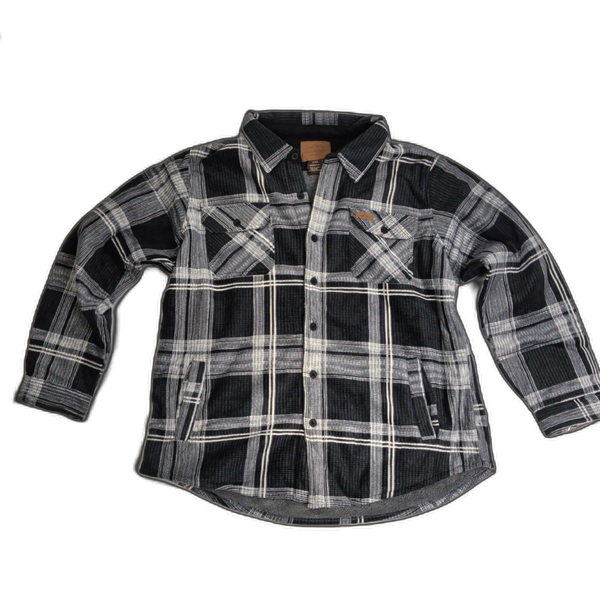 Button Up Jacket Plaid Sherpa Charcoal Assorted Sizes