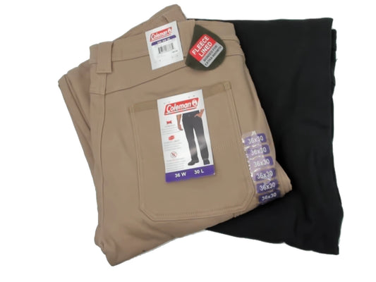 Fleece Lined Pants Size 34 Waist Ass't Colours Coleman (ENDCAP)