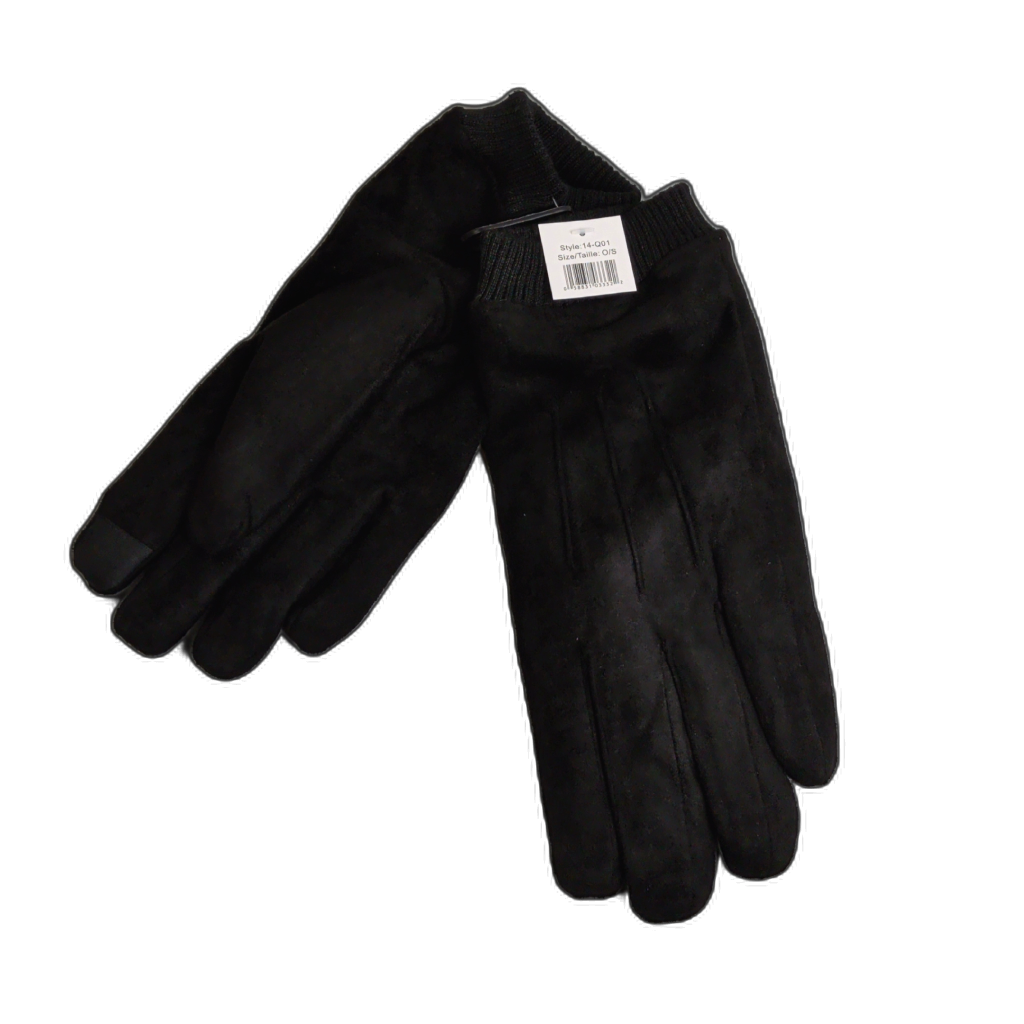 Men's Faux Suede Gloves Black Or Grey
