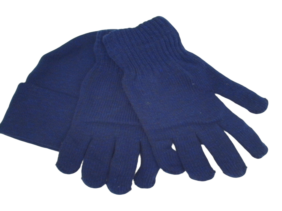 Ensemble bonnet et gants Antonio Nicci en fil recyclé bleu