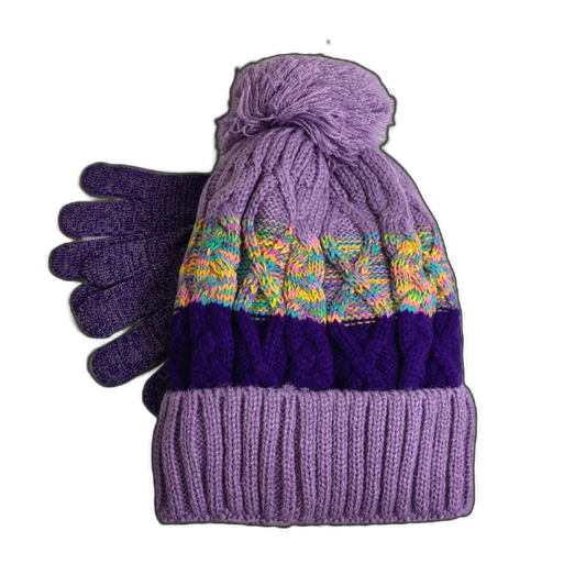 Kid's Winter Hat & Mitten Set Purple
