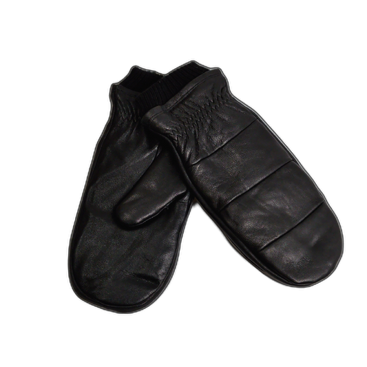 Unisex Leather Black Mitt Large W/ Cuff