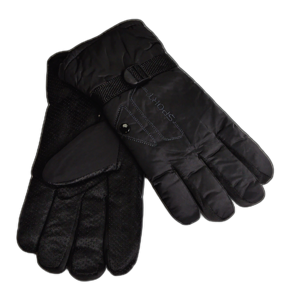 Sports Fleece Gloves W/ Button Black Thunder Bay
