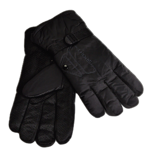 Sports Fleece Gloves W/ Button Black Thunder Bay
