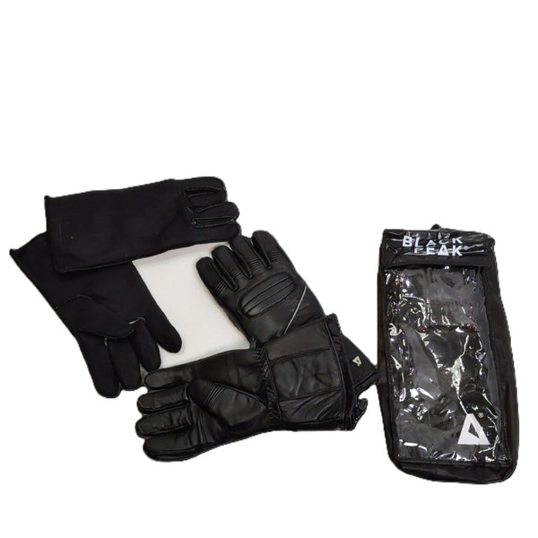 Snowmobile Gloves XS Black Leather w/Detachable Liner