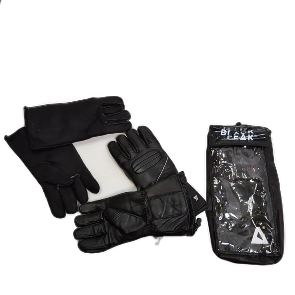 Snowmobile Gloves XL Black Leather w/Detachable Liner