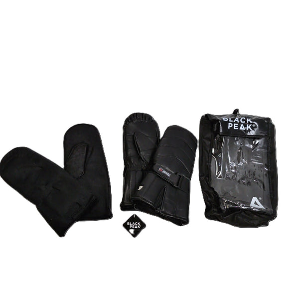 Snowmobile Mitts XS Black Leather w/Detachable Liner