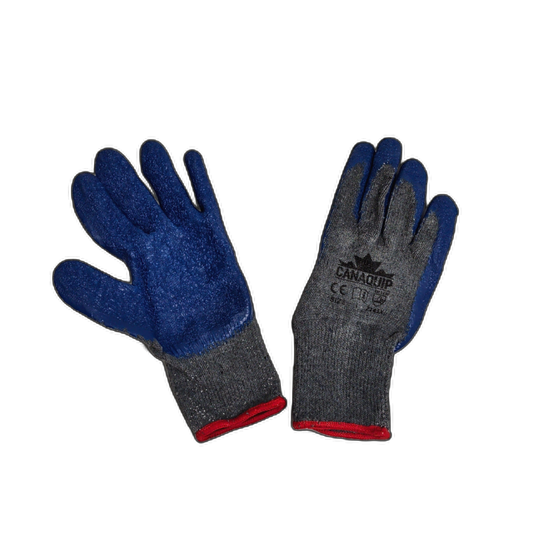 Cotton Latex Coated Gloves Large Blue/Grey w/Red Cuff Canaquip