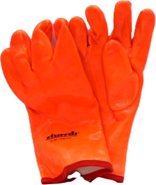 Fisherman's Gloves Orange PVC Thermal Lining Liquipro Sturrdi