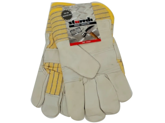 Work Gloves Cowgrain Foam Fleece Lining Yellow Sturrdi