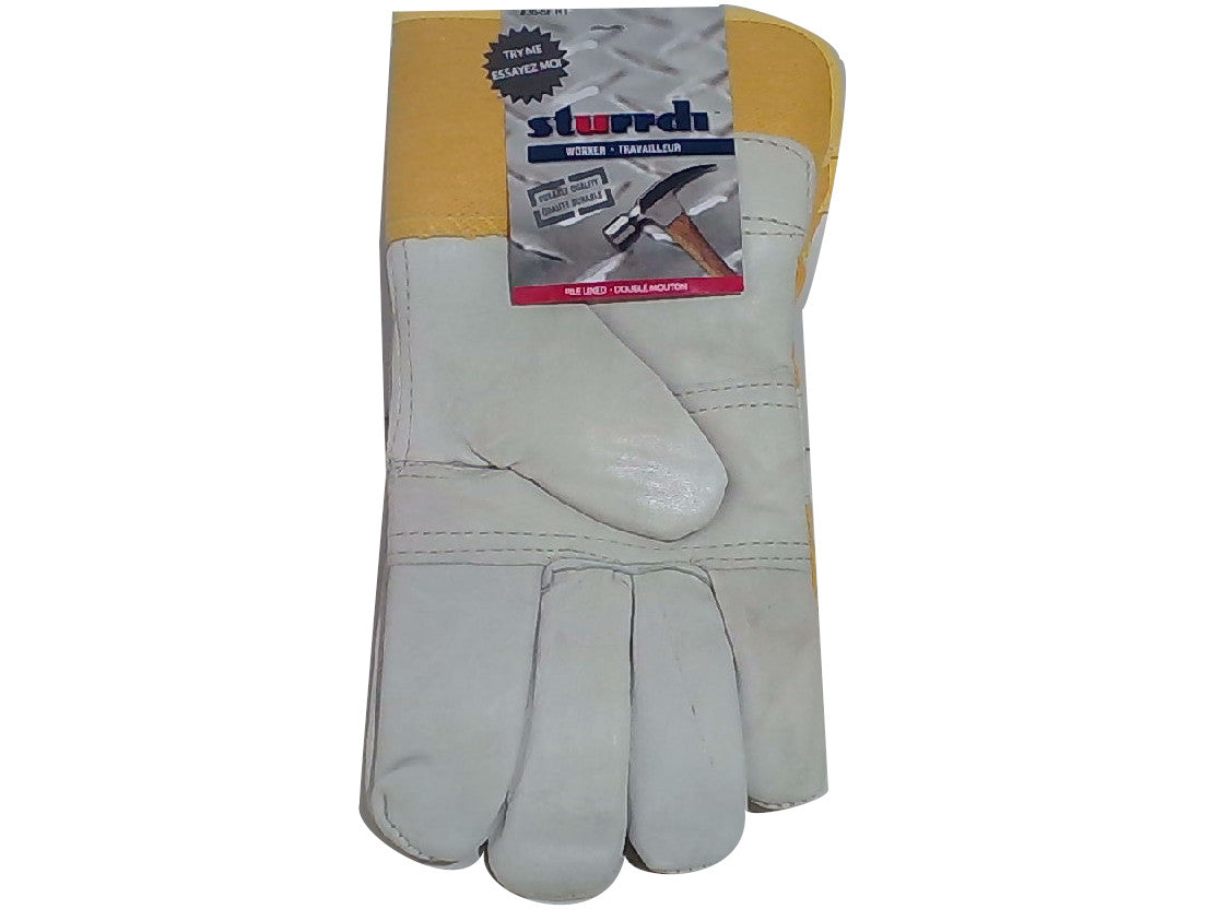 Work Gloves Cowgrain Leather Pile Lined Yellow Sturrdi